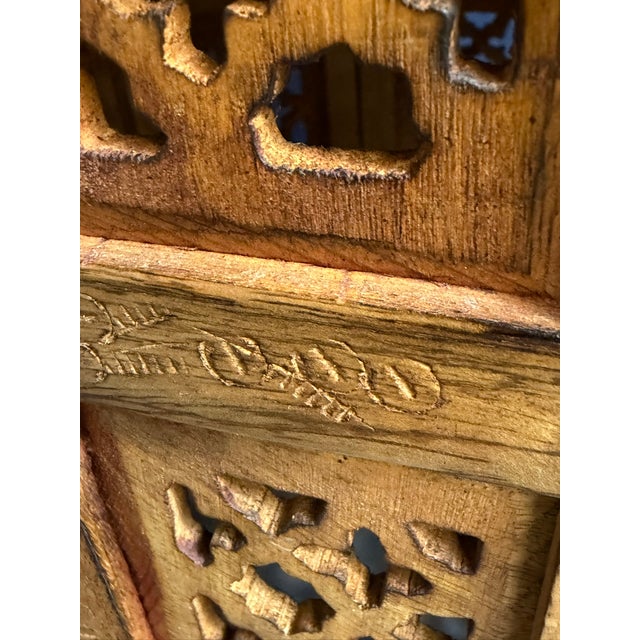 Wood Small Hand-Carved Folding Table from Hoshiarpur, 1950 For Sale - Image 7 of 11