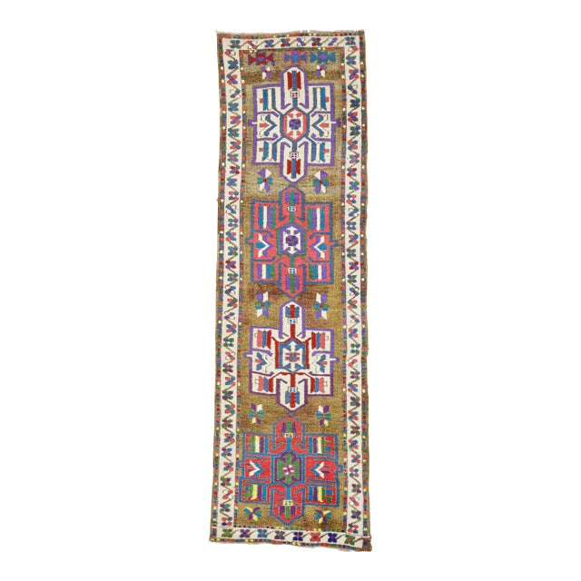 Vintage Turkish Oushak Rug Runner, 02'10 X 09'04 For Sale