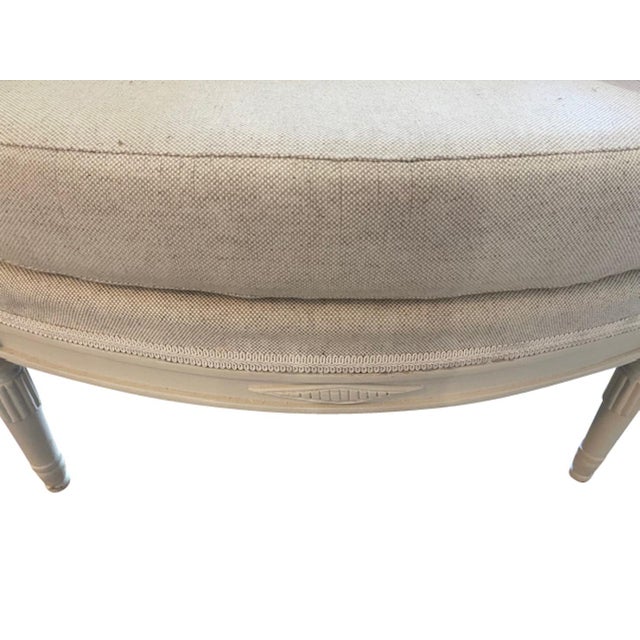 1940s Directoire Style Louis XVI Bergere Armchairs in Natural Linen - A Pair For Sale In Boston - Image 6 of 18