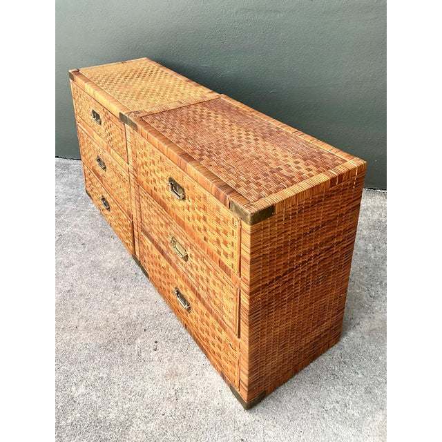 Vintage Woven Rattan Chest of Drawers - Set of 2 For Sale - Image 13 of 18