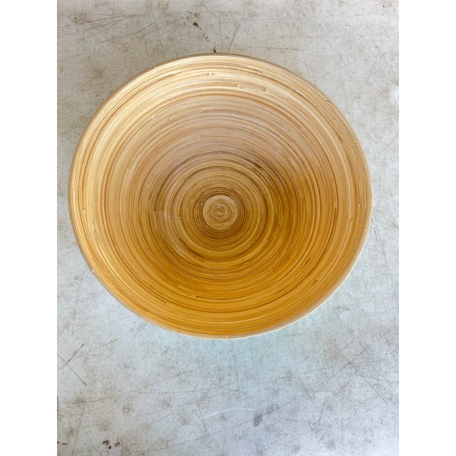 1990s Large Handmade 13” Teal Bamboo Bowl For Sale In West Palm - Image 6 of 6