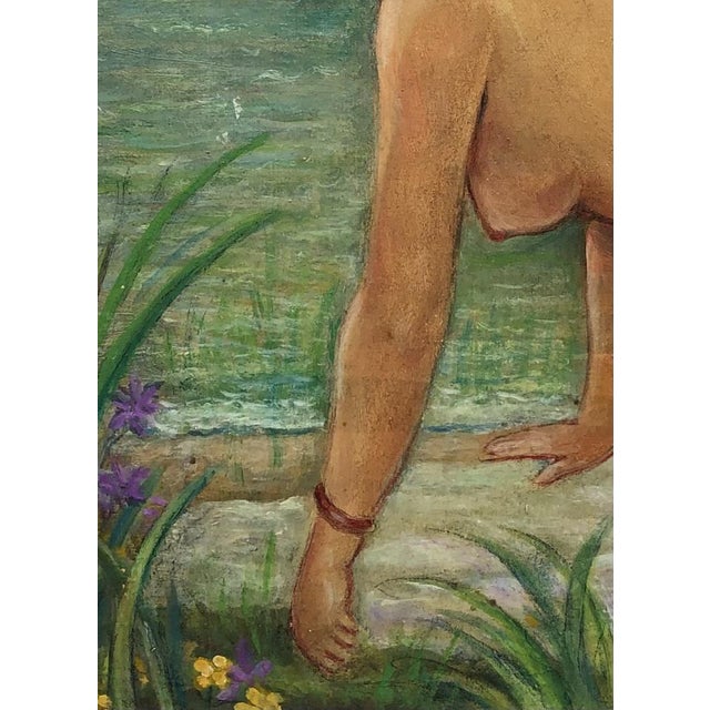 1930s Jules Gaillepand, La Baigneuse Inquiète, 1932, Oil on Canvas For Sale - Image 5 of 9