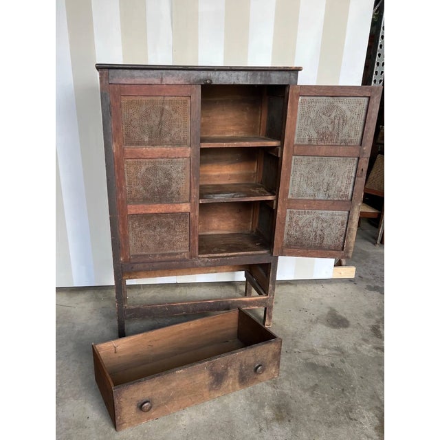 Brown 19th Century Virginia Walnut Pie Safe With Original Star Punched Tins For Sale - Image 8 of 13