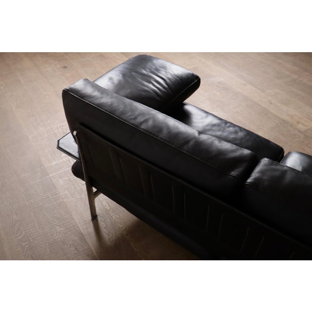 Metal Diesis Three-Seater Sofa in Black Leather by Antonio Citterio for B&B Italia, 1970s For Sale - Image 7 of 16