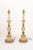 Off-white 1940s Large Italian Gilt & Hand-Painted Candlestick Lamps For Sale - Image 8 of 12