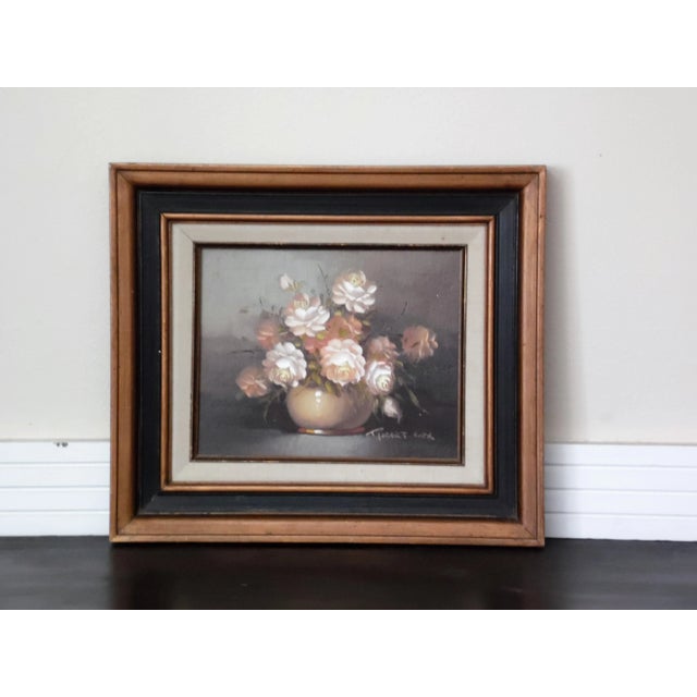 Vintage Framed Floral Still Life Oil on Board Painting Art Signed Robert Cox For Sale - Image 12 of 12