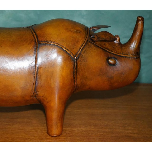 2000 - 2009 Omersa Brown Leather Rhinoceros Ottoman in the style of Liberty London For Sale - Image 5 of 13