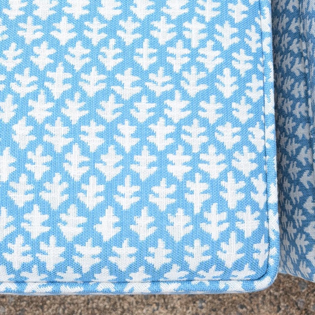 Sister Parish Burma Performance in Seaglass Parsons Ottomans - a Pair For Sale In Greensboro - Image 6 of 10