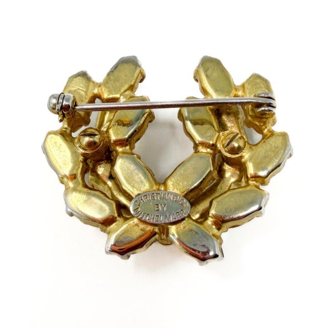 Vintage Rhinestone Wreath Brooch by Mitchel Maer, 1950s For Sale - Image 9 of 10