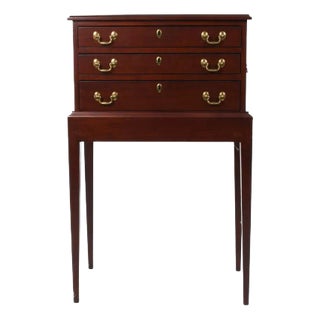 Traditional Cherry Silver Chest With Brass on Matching Cherry Stand For Sale