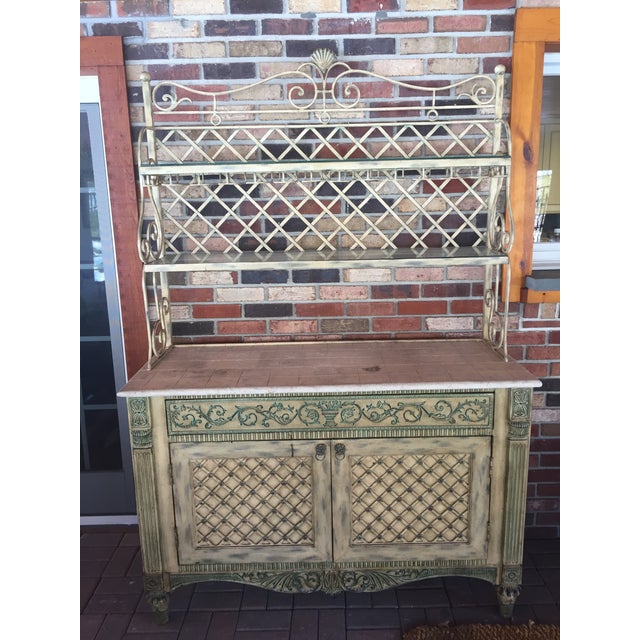 Contemporary Wrought Iron & Glass Hutch Chairish