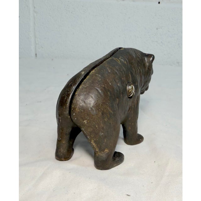Antique 1910 Cast Iron Pre-Teddy Bear Animal Still Coin Bank by Arcade Foundry For Sale - Image 4 of 9