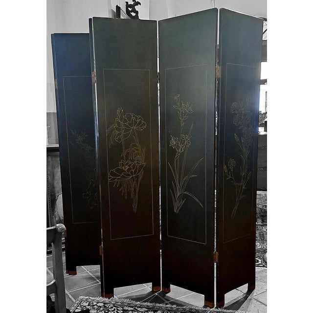 Paint 20th Century Six-Panel Screen, China, 1940s For Sale - Image 7 of 10