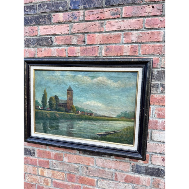 Textile Early 20th Century English Oil on Canvas For Sale - Image 7 of 9
