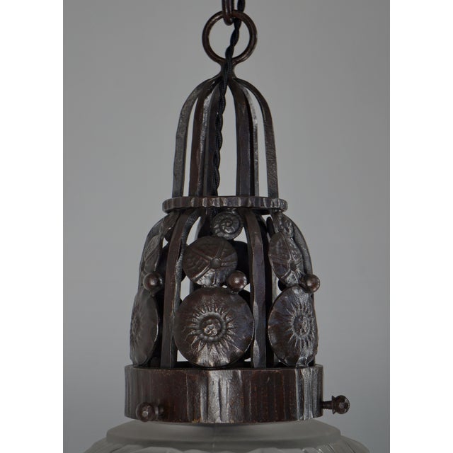 Metal French Art Deco Pendant by M. Vasseur & Muller Freres 1920s France For Sale - Image 7 of 13