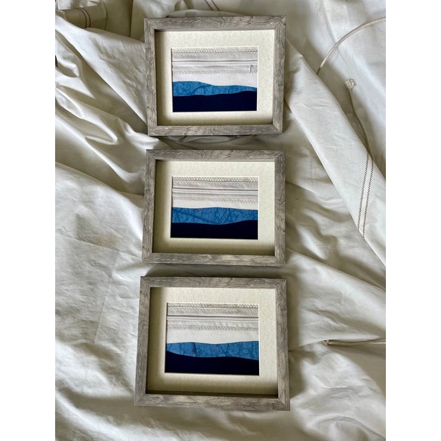 Contemporary Semi-Abstract​ Mixed Media Nautical Sailcloth Landscape​ - By JJ-Hogan | Series of 3, Framed For Sale - Image 10 of 12