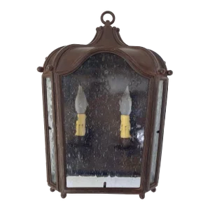 Iron Wall Lantern Antique Rust With Glass 1 of 6 for Outdoor European Style
