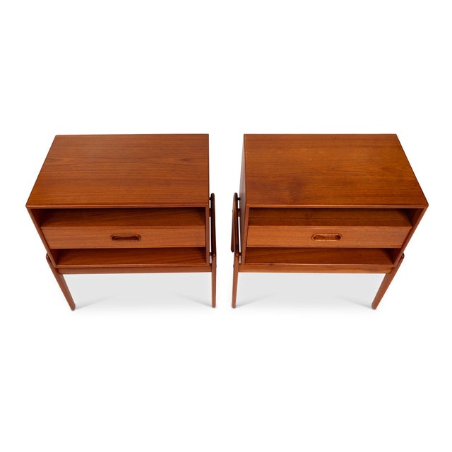 Mid-Century Modern Vintage 1960s Arne Vodder Teak Side Tables for Vamo Sonderborg - Pair For Sale - Image 3 of 18