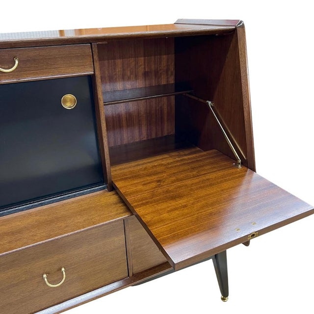 Vintage 1950s mid-century modern compact drinks highboard designed by Donald Gomme for G-Plan’s Tola & Black or “Librenza”...