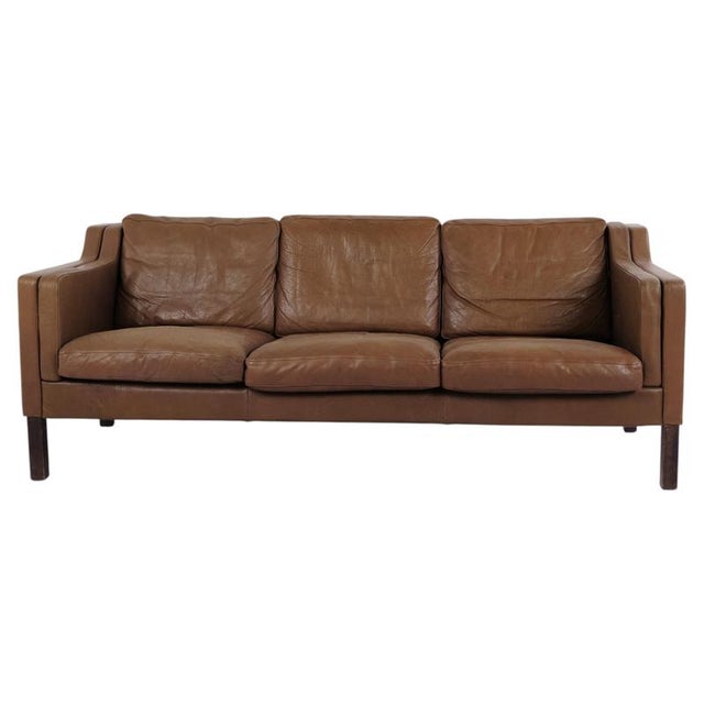 Danish Three-Seater Sofa in Brown Leather from Stouby, 1960s For Sale - Image 12 of 12