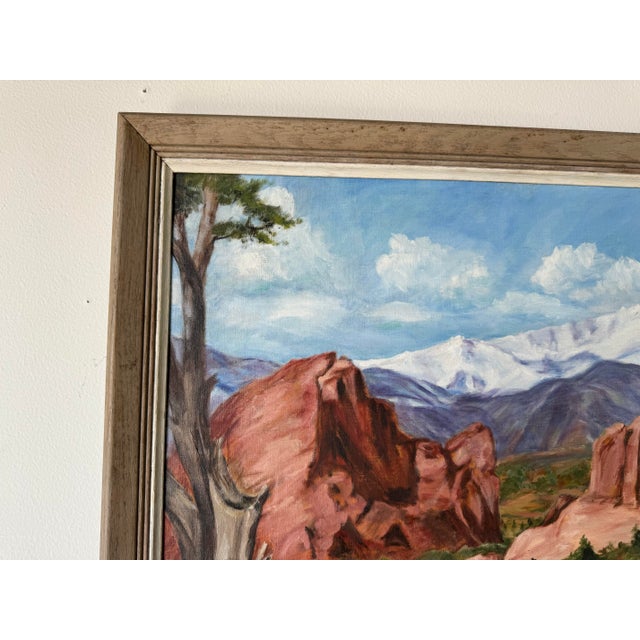 1980's Iredding " Garden of the Gods " Plein Art Desert Landscape Oil Painting, Framed For Sale In Miami - Image 6 of 11