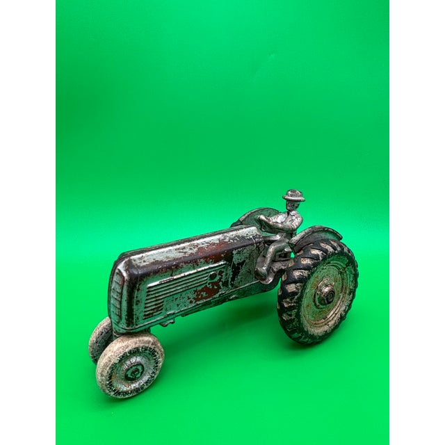 Silver Antique Arcade Oliver 70 Row Crop Cast Iron Toy Tractor Driver 1930s Farm Toy For Sale - Image 8 of 10