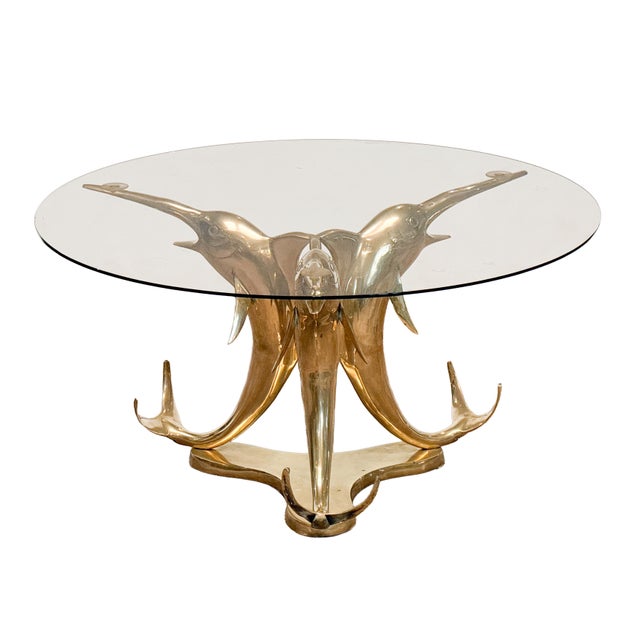 Mid 20th Century French Round Cocktail or Coffee Table With Glass Top Over Tripod Base For Sale - Image 5 of 8