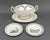 Group of Three French Creamware Tableware Pieces, comprising: covered tureen two-handled tureen, with black transfer...