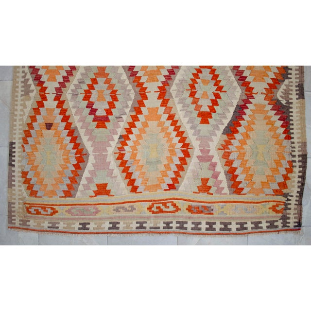 Vintage Handwoven Turkish Rug Kilim, Primitive Tribal Statement, Bohemian Area Rug - 5′8″ X 9′6″ For Sale - Image 13 of 16