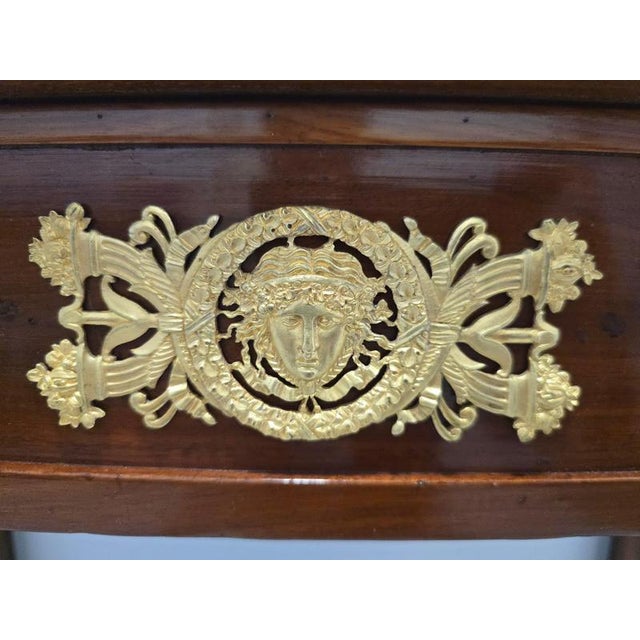 French Empire Demi-Lune Console Table with Gilt Bronze and Gilt Caryatids, 1810s For Sale - Image 4 of 17