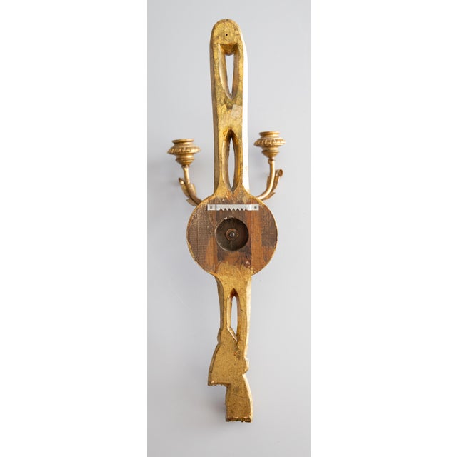 Wood Vintage Italian Florentine Giltwood & Tole Tassel Candle Sconce For Sale - Image 7 of 8