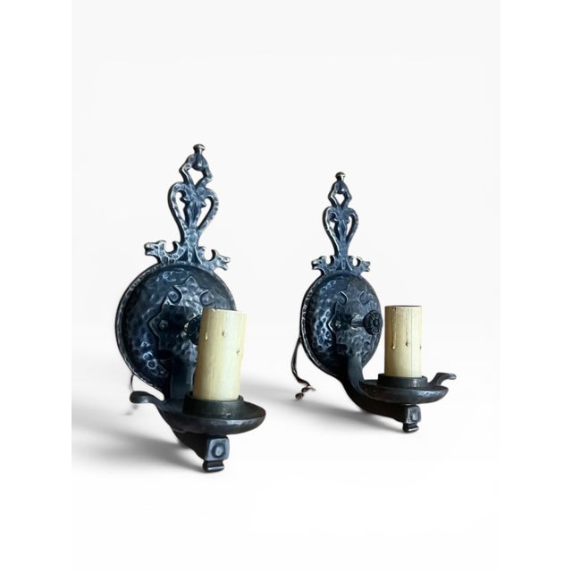 Late 20th Century 1990s Rejuvenation Metal Sconces - A Pair For Sale - Image 5 of 7