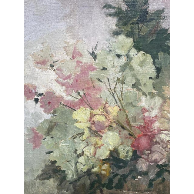 Flowers with Child, 20th Century, Oil Painting on Canvas For Sale - Image 5 of 7