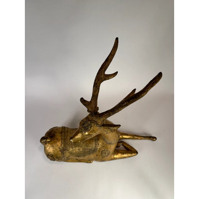 Mid 20th Century Gilt Metal Moroccan Deer Statue For Sale - Image 4 of 6
