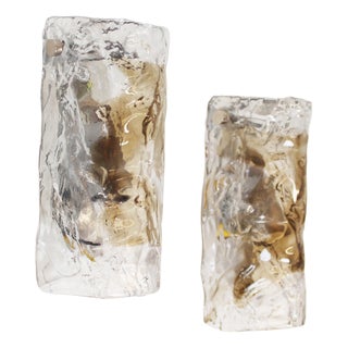 Vintage Murano Glass Wall Lamps from AV Mazzega, 1970s, Set of 2 For Sale