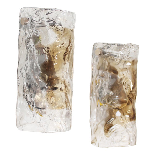Vintage Murano Glass Wall Lamps from AV Mazzega, 1970s, Set of 2 For Sale