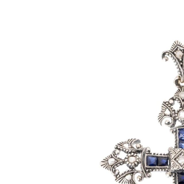Jewelry - Silver and gold cross; sapphires and diamonds - 19th century. Portuguese; 19th/20th century silver and gold; set...