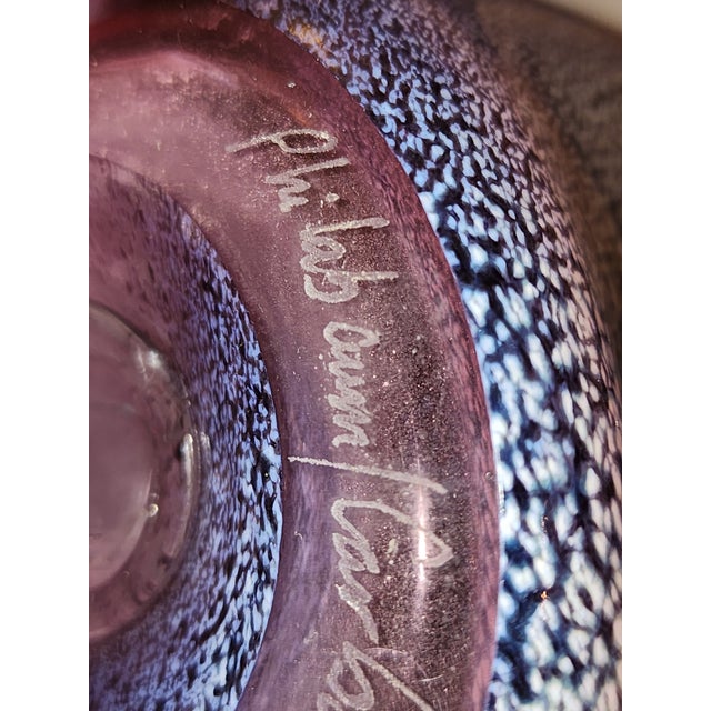 Tom Philabaum Studio Glass Vase 1985 Early Carbon Series Hand-Blown Large 15 1/2 Inches Tall! For Sale - Image 11 of 14