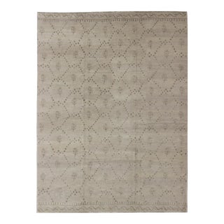 Wool and Silk Modern Tibetan Tan Rug by Keivan Woven Arts 9'0 X 12'0 For Sale
