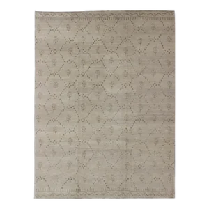 Wool and Silk Modern Tibetan Tan Rug by Keivan Woven Arts 9'0 X 12'0