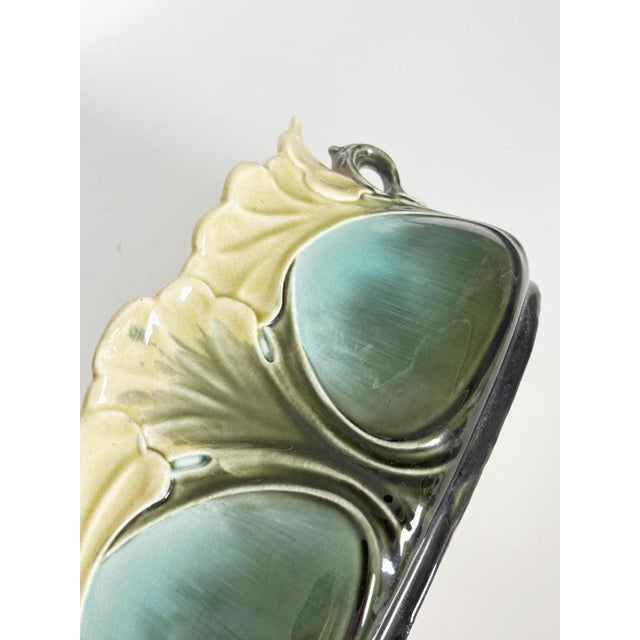 Art Nouveau Majolica Cachepot with Green and Blue Floral Decorations, France For Sale - Image 16 of 18