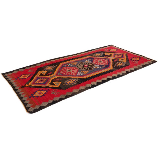1960s Vintage Turkish Kilim Multicolor Handmade Tribal Wool Rug For Sale - Image 9 of 10