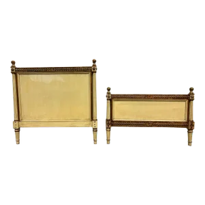 Vintage Twin Size French Louis XVI Neoclassical Style Painted Bed