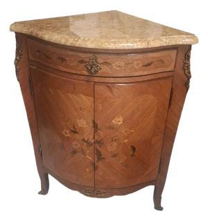 Louis XV Corner Cabinet in Marquetry, 1960