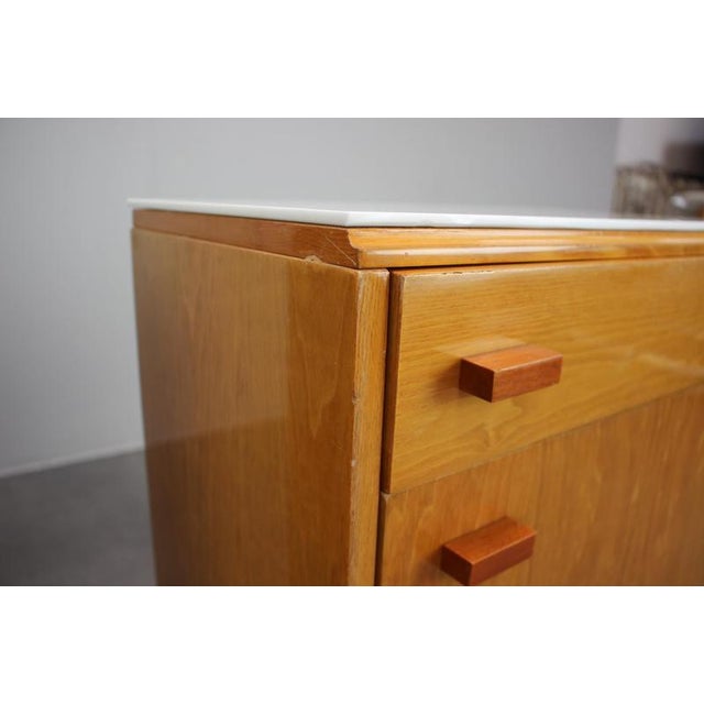Mid-Century Maple Nightstands with Black and White Tops by František Mezulaník, 1960s, Set of 2 For Sale - Image 14 of 18