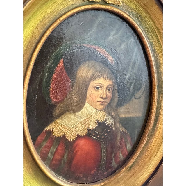 Antique Cabinet Portrait of a Young Cavalier / Prince, Oil in the 17th-Century Dutch Manner, Ormolu-Mounted Frame — Sourced in France For Sale - Image 4 of 7