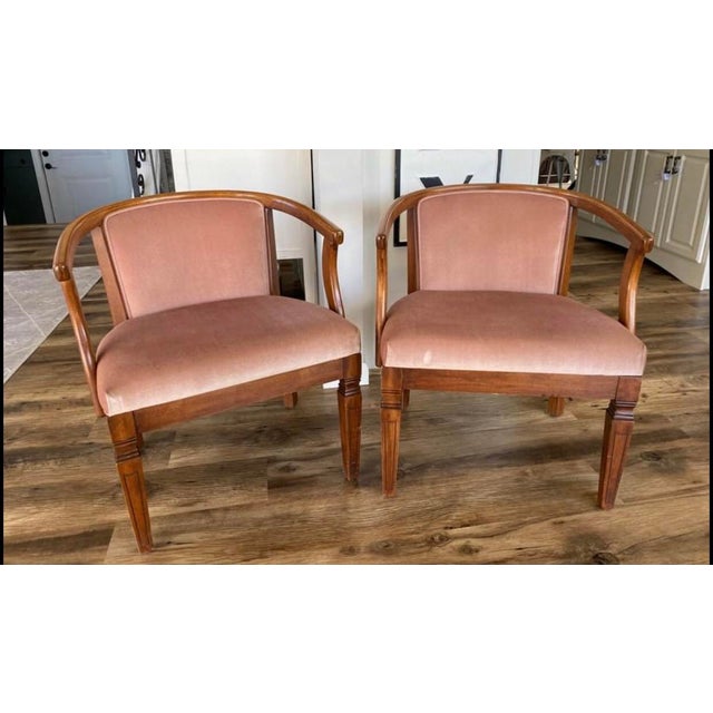 Blush Pink Velvet Vintage Chairs a Pair Chairish