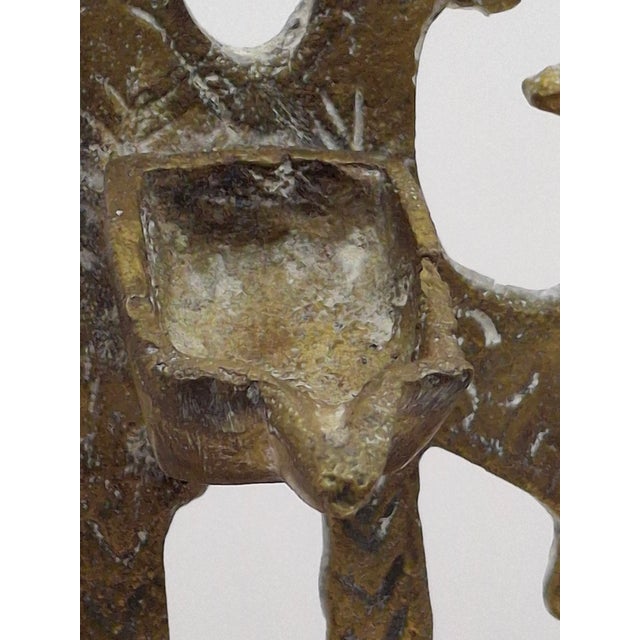 Antique Moroccan Cast Brass Hanukkah Lamp Menorah 19th Century Judaica Oil Lamp For Sale - Image 11 of 18