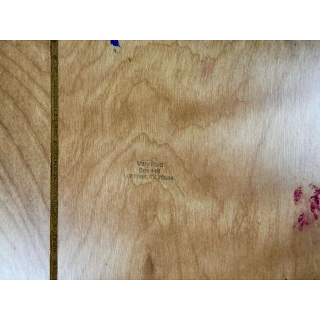 Vintage mid 20th century oil on wood panel abstract painting by Mary Reid (20th century) Texas. Artist stamp on verso....