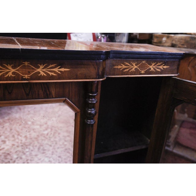 inlaid Furniture Dresser with Mirror and Side Windows For Sale - Image 3 of 9